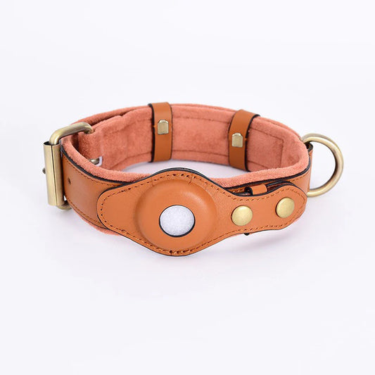 New Leather Anti-Lost Dog Collar with Airtag Holder for the Apple Airtag Heavy Duty anti Lost Positioning Collar Dog Accessories